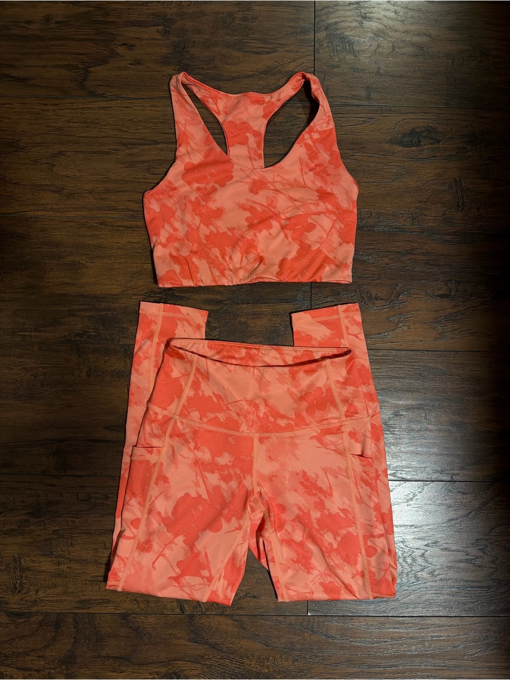 Coral Pink Sports Bra & High-Waisted Leggings Set